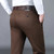 Classic Style Men Brown Business Straight Casual Pants Solid Stretch Cotton High Waist Office Trousers Male Brand