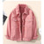 Autumn and Winter New Denim Jacket Female Korean Version Loose Chic Pink Button Pocket Plus Velvet Warm Lapel Coat Clothes Women