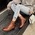 European and American style new leather thick heel nude boots round head lace up with retro short boots women