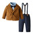 Top and Top Autumn Winter Boy Comfortable Clothes Set Wool Coat 3Pcs Outfit Warm Jacket+Shirt+Trousers Childrens