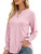 Women Long Sleeve Solid V neck Lightweight Sweatshirt