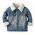 Winter Toddler Baby Boys Girls Denim Warm Jacket Kids Fleece Thicken Lapel Coat Tops Children Flannel Outerwear 0-6Y