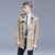 Men Short Trench Coat England Spring and Autumn Double Breasted Jacket Slim Fit Casual Business Men Wear