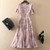 Women Midi Trumpet Dress Embroidery Flower Sequins V Neck Short Sleeve Vintage Elegant Dresses Summer