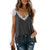 Women Blouse Summer V Neck Sleeveless Lace Patchwork Vest Loose T-shirt Blouse Top Female Clothes