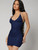 Women Bodycon Dress Sequins Surface V-neck Sleeveless Halter Neck Tie Up Back Straps Party Clubwear Dress