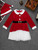 Kids Girls Xmas Costume Outfits Soft Velvet Long Sleeves Decorative Belt Mesh Dress with Hat Set for Christmas Party Holiday