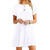 Lange Casual Loose O Neck Cotton Women Dresses Solid Elegant Summer Dress Short Sleeve Mini