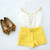 children Sling tops + yellow shorts two piece sets Summe