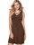 Nice-forever Summer Women Classy with Cross Neckline Plain Dresses Casual Shift Straight Dress T022