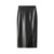 Leather Black Pencil Skirt Back Zipper Sexy High Waist Side Splits Midi Bodycon Skirts For Slim Women