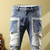 Men slim casual scraped stretch pants feet  men jeans  ripped jeans