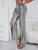 Summer Sequin Pants For Women Street High Waist Fork Split Boot Cut Woman bell-bottoms Flare Trousers