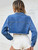 Blue Ripped Tassel Cropped Denim Jackets Women Long Sleeve Button Pockets Streetwear Short Coats Sexy Hole Jean Outwears