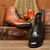Men Winter Chelsea Boots Genuine Leather Mens Platform Brogue Casual Ankle Flat Shoes Laces Up Dress Designer Boots