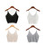 Knitting Tank Tops For Girls V Neck Suspenders Vest Sexy Slim-fit Short Cotton One-size Solid