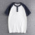 Summer American Retro Raglan Sleeve Two-color Stitched T-shirt Men Short Sleeve O-neck 100% Cotton Washed Casual Tops