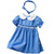 Baby Girl Dress Doll Collar Puff Sleeves Princess Dress + Bow Headband 2PCS Outfit Fashion Kid Girl Party Dress Infant Clothing