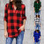 Casual Red Plaid Women Blouses Black Red Check Boyfriend Style Shirts Loose Tops Autumn