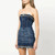 Luxury Denim Mini Dress Summer Fashion Runway Streetwear Shiny Diamond Slash Neck Sleeveless Dresses