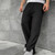 Men Pants Spring and Autumn Solid Color Loose Pockets Pants Trousers Mens Casual Lace-up Mid Waist Split Straight Pants