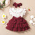 Kids Girls Sweet Dress Baby Summer Clothing Toddler Fly Sleeve Ruffle Layered Cake Dress with Headband Princess Outfits