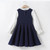 College Style Baby Girls Clothing Dress Autumn Spring Kids Patchwork Fall Clothes Children Long Sleeve Blue White Dress