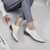 Shoes Oxfords Women Female Footwear British Style Leather Dress Preppy Cross Lace-Up Basic Fabric Floral Square heel