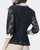 Suit Collar Womens Blue Lace Shirt Three-Quarter Sleeves Spring Summer Tops Elegant Slim Hollow Out Work Wear Cardigans