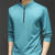 Men T-Shirt Spring Autumn Long Sleeve Loose Casual Ropa Half Zipper Stand Collar Bottoming Tops