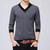 Autumn Casual Men TShirt V Neck Patchwork Design Tshirt Mens Top Tees Long Sleeve T Shirt Men Brand Men Clothes