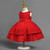 Red Carved Patterns Baby Dresses V-back Tiered Baby Girls Clothes Pearls Necklace Princess Dress For Girls Newborn