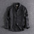 Men Linen Yarn-Dyed Shirt Japan Style Retro Distressed Long Sleeve Solid Color Dark Grey Gentlemen Loose All-Match Washing Tops