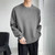 Men T Shirt Solid Color O-neck Long Sleeve Streetwear Casual Tee Tops Knitted Loose Leisure Camisetas