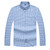 Cotton Shirts for Men Long Sleeve Spring Autumn Plaid Shirt Male Shirt Business Casual Blue New Regular Fit