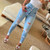 Women High Waist Button Design Skinny Jeans