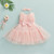 Kids Girls Formal Dress Summer Baby Girl birthday Party Solid Color Sleeveless Ruffled Mesh Bowknot Dress+Headband