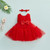 Kids Girls Formal Dress Summer Baby Girl birthday Party Solid Color Sleeveless Ruffled Mesh Bowknot Dress+Headband