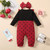 Newborn Baby Girls Romper Bow Cotton Long Sleeve Infant Love Patchwork Jumpsuit Overalls
