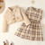 1-6Years Little Girl Clothes Suit Sleeveless Plaid Dress+Solid Long Sleeve Top 2Pcs Costume Kids Girl Spring Casual Skirt Outfit