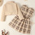 1-6Years Little Girl Clothes Suit Sleeveless Plaid Dress+Solid Long Sleeve Top 2Pcs Costume Kids Girl Spring Casual Skirt Outfit