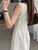 Elegant Dress for Women Sleeveless Streetwear French Styls Dresses Solid Folds Midi Tank O Neck 2023 New Spring Summer Dress 