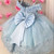 Sky Blue Flower Girl Dresses Lace Tulle Floral Beaded With Big Satin Bow Fit Wedding Party Birthday Princess Ball Gowns