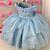 Sky Blue Flower Girl Dresses Lace Tulle Floral Beaded With Big Satin Bow Fit Wedding Party Birthday Princess Ball Gowns