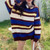 Autumn And Winter American Retro Lazy Style Contrast Color Striped Sweater
