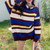 Autumn And Winter American Retro Lazy Style Contrast Color Striped Sweater Autumn And Winter American Retro Lazy Style Contrast Color Striped Sweater