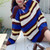 Autumn And Winter American Retro Lazy Style Contrast Color Striped Sweater