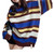 Autumn And Winter American Retro Lazy Style Contrast Color Striped Sweater