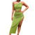 Women's Elegant Pleated Shoulder Hollow Irregular Solid Color Dress