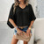 V-neck Bat Sleeve Short-sleeved T-shirt Top Summer Loose Sweater Womens Clothing